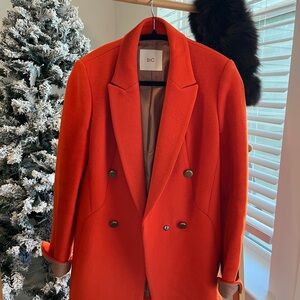Korean Brand “ENC” Wool Blend Coat / Detachable Coyote Fur Collar – 2 Way Style